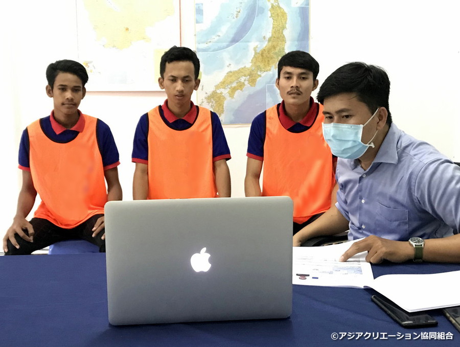 福岡県の掘削職種企業様が カンボジア人技能実習生のWEB面接の写真